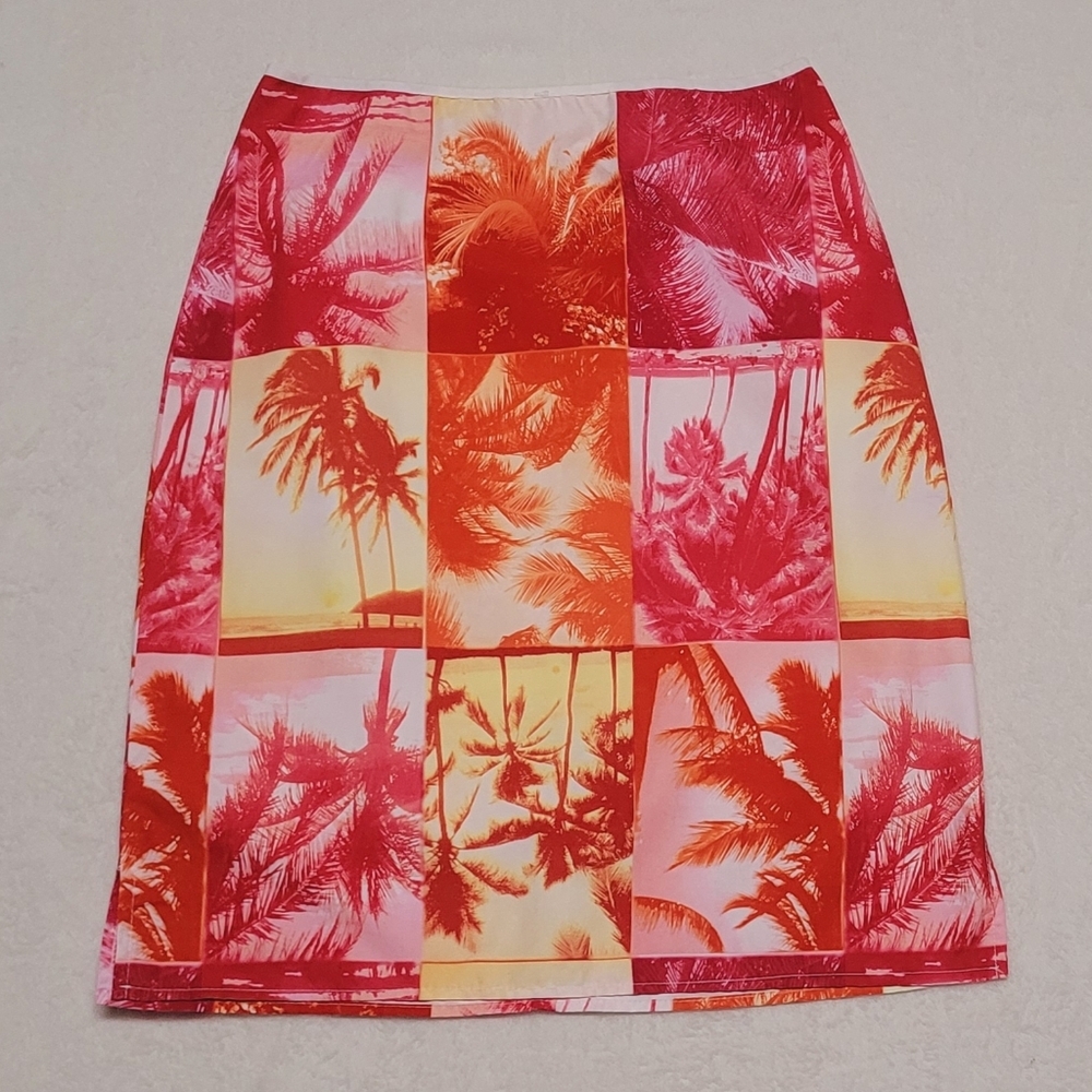 Air Play Sport Vintage 80s Neon Orange Red Palm Tree Tropical Print Mini Pencil - Picture 2 of 11